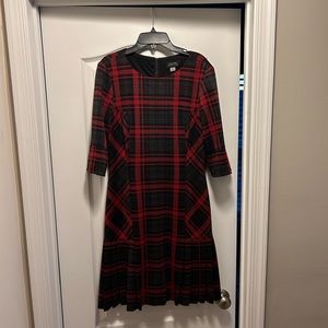 Grey and red plaid dress